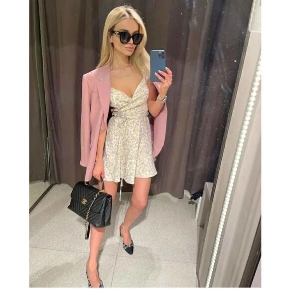 ZARA SATIN EFFECT PRINT DRESS - Picture 2 of 15